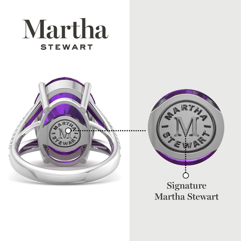 Martha Stewart 10 1/4ctw. Oval Amethyst & Lab Grown Diamond Ring In Sterling Silver image number null